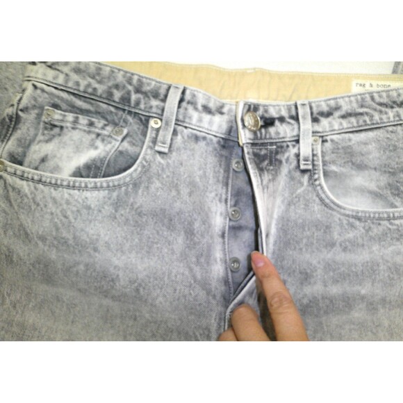 New Womens Designer Rag & Bone NWT $248 Maya HR Slim Jeans Acid Gray White 32 - Picture 5 of 9